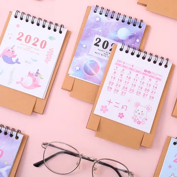 

2020 Cute Starry sky cat Whale Mini Desktop Paper Calendar Daily Scheduler Table Planner Yearly Agenda Organizer