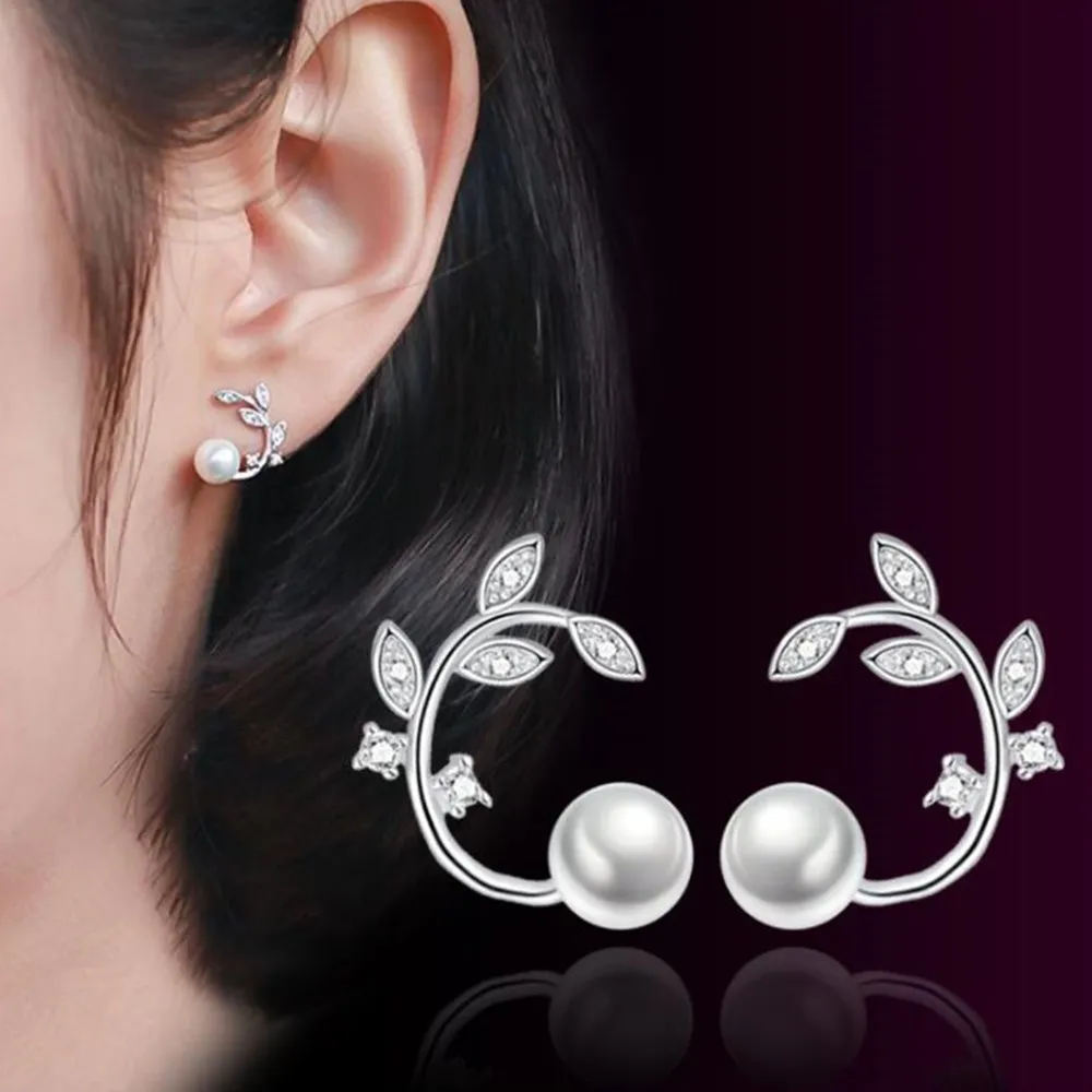 

NEHZY 925 Sterling Silver Stud Earrings High Quality Retro Simple Cubic Zirconia Flower Imitation Pearl Hot Jewelry