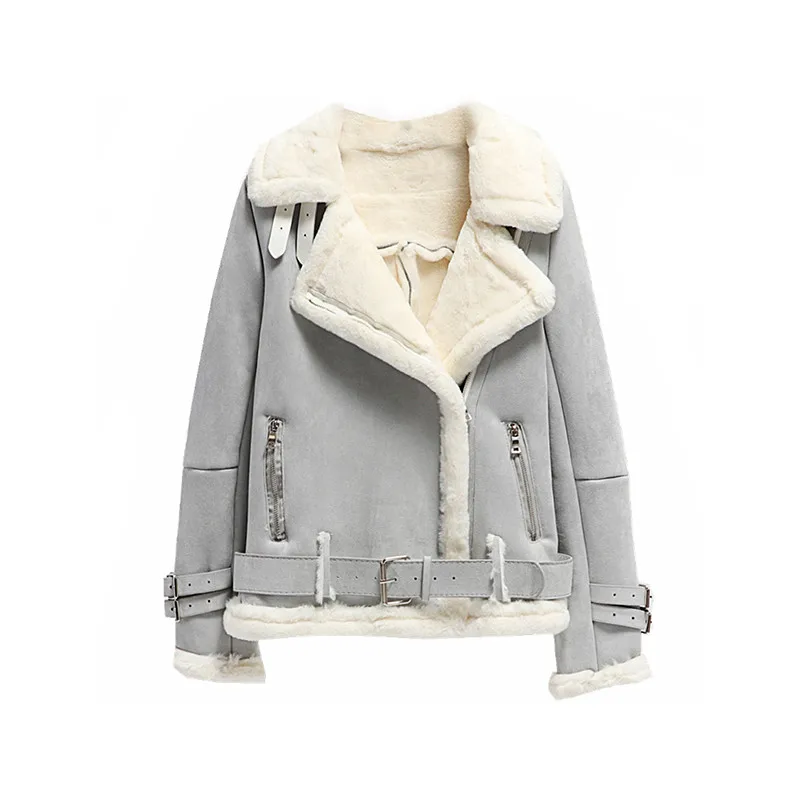 Greatest  Sanishroly Autumn Women Short Motorcycle Jacket Slim Warm Thicken Velvet Suede Coat Female Long Sle