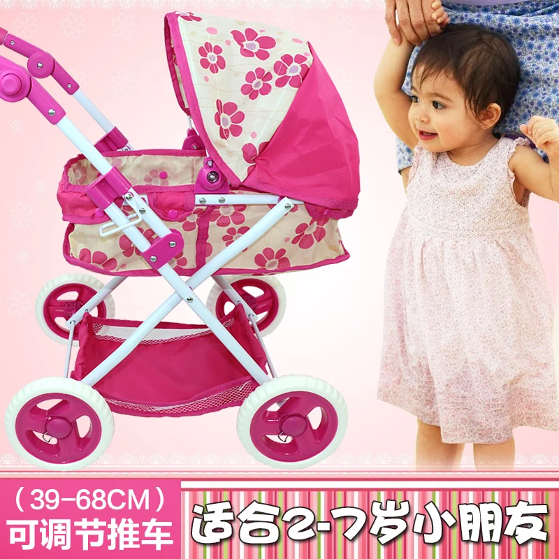 Big Wheel Thickness Pretend Paly Toys Push Trolley 68cm Height Can Adjustable Baby Doll Stroller 2-7years Old