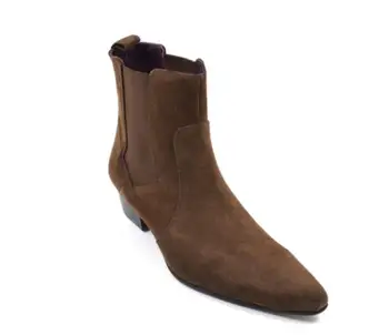 

Men's Brown Leather Red Wolf Claw Print Casual Chelsea Boots Zapatos De Hombre Botas Hombre Blancas TV188
