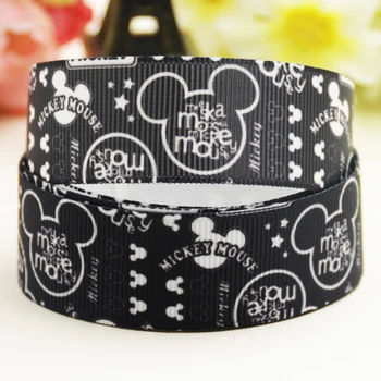

22mm 25mm 38mm 75mm Ruban satin Mickey Minnie Cartoon Character printed Grosgrain Ribbon party decoration 10 Yards X-02641