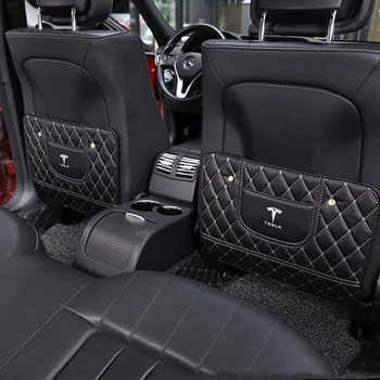 

2pcs Back Seat Pad Cover Protective PU Leather Children Accessories Anti Kick Mat Interior Styling Car For Tesla Model 3