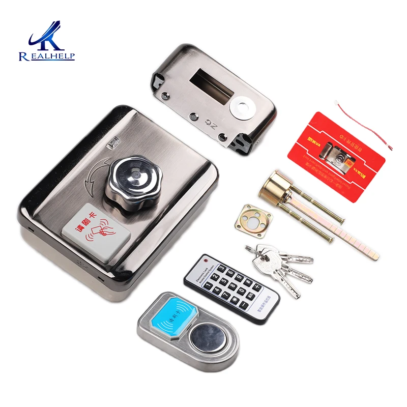 

Key Card Door Lock Electric Single Deadbolt Smart Locks Free Wiring Home Locks for Iron Door 30000 Times Life Span