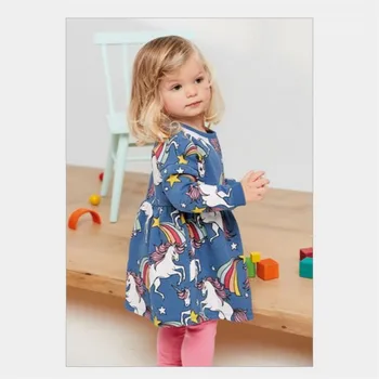 

Jumping Meters Long Sleeve Unicorn Girls Clothing Party Tutu Baby Dresses Cotton Princess Cute Birthday Gift Halloween Kid Dress