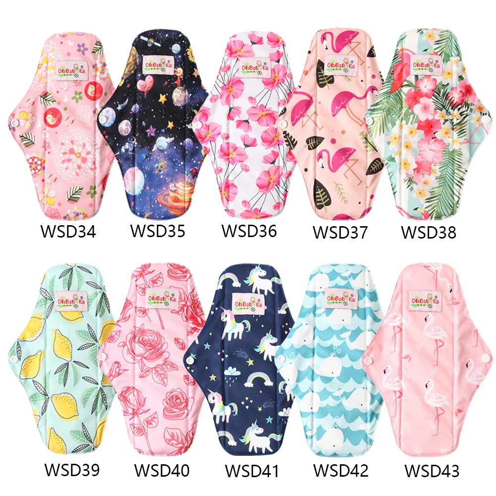 

Organic Bamboo Menstrual Pads Women Washable Reusable Sanitary Napkin Cotton Cloth Pads Feminine Hygiene Panty Liner Towel Pads