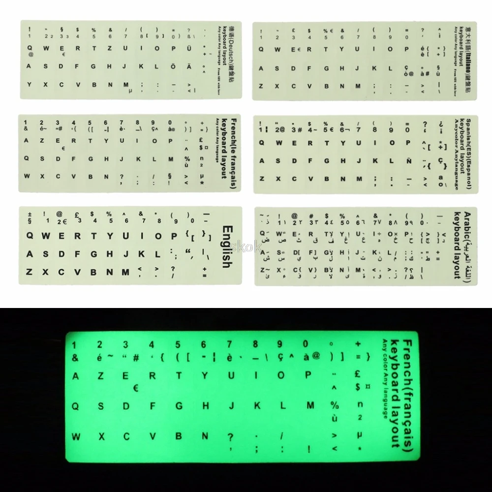 Tanio Fluorescencyjne naklejki na klawiaturę Luminous wodoodporna folia ochronna na
