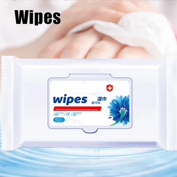 

50Pcs/Bag Cleansing Hand Wet Wipes 75% Alcohol for Family Daily Protection LAD-sale
