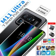 Téléphone portable M11 Ultra, écran de 7.3 pouces, SmartPhone, mémoire de 16GB, 1T, caméra de 48mp + 64mp, reconnaissance faciale, 4G 5G, Qualcom 888, nouveau