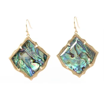 

2020 Hot Selling Cute Kite Shape Abalone Inaly Cooper Dangle Earrings AB Clear Crystal Stone Inaly Drop Earrings Women Jewelry
