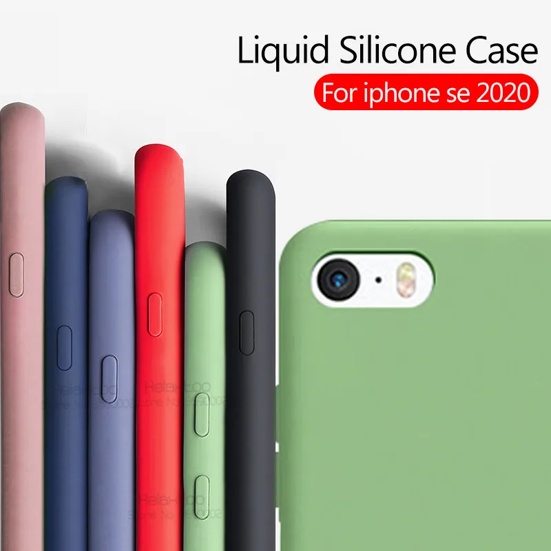 For iPhone SE 2020 Case Soft Silicone Liquid Candy Colors Anti-Scratch Matte TPU Cover SE2 se 2 4.7'' Slim funda | Мобильные