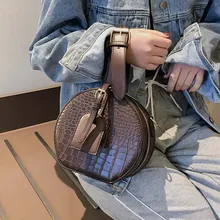 Мини Круглые сумки через плечо из искусственной кожи для женщин модные сумки женские сумки через плечо женские сумки