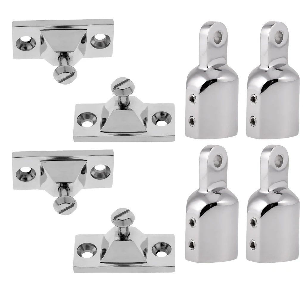 8x Solid Boat Bimini Top Cap External Pipe Eye End 25mm 1 inch Tube Deck Hinge - High Quality Canopy Hardware