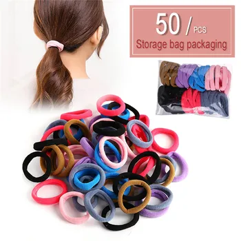 

50pcs/Lot New Girls Cute Colorful Basic Elastic Hair Bands Tie Gum Scrunchie Ring Rubber Bands Women Fashion Hair Accessories