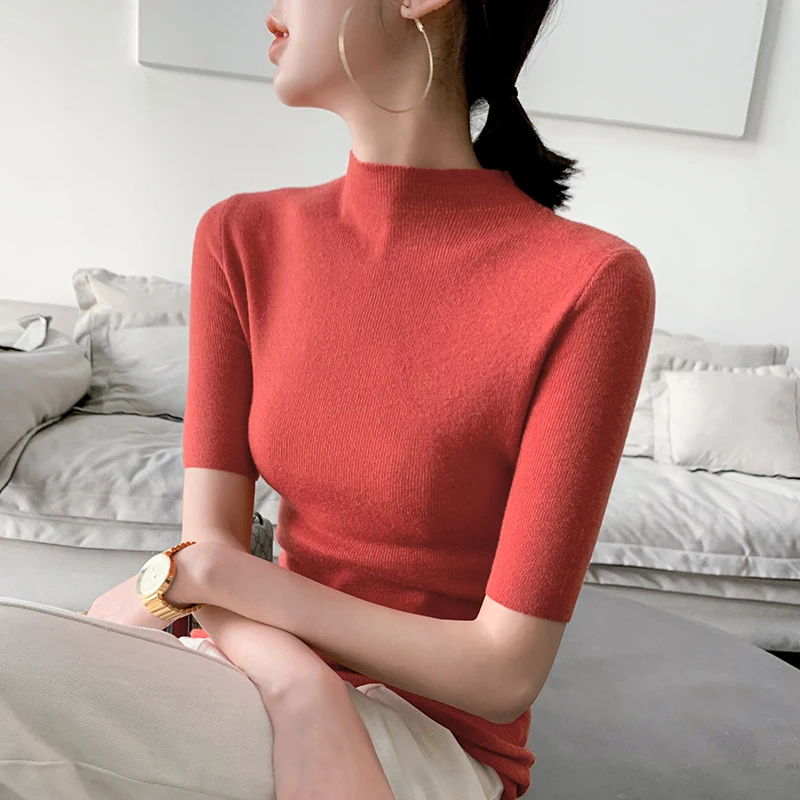 Women 100% Wool Cashmere Pullover 2021 New Arrival Turtleneck Elasticity Sweater Female Warm Soft Basic Jumper Solid Slim Femme | Женская
