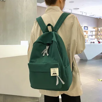 

College Style Canvas Bag Ladies Casual Wild Backpack Comfortable Wide Shoulder Strap Backpack Light And Large Capacity