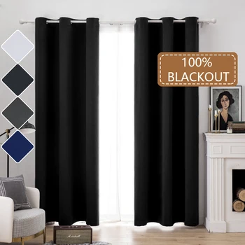 

Black Modern Blackout Curtains For Living Room Window Curtains For Bedroom Curtains Fabrics Customize Size Drapes Blinds Tend