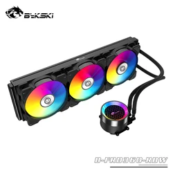 Bykski – Kit de refroidissement à eau avec boîtier PC, ventilateur intégré de 120mm, dissipateur de chaleur, pompe de radiateur + bloc CPU + construction de ventilateur de refroidissement 
