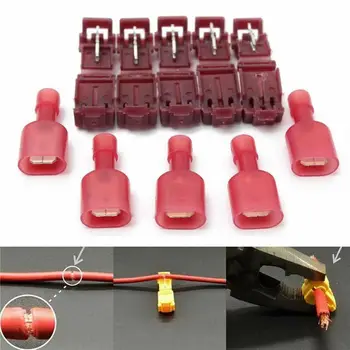 

100PCS T-Tap Electrical Wire Connectors Self-Stripping Insulated Male Quick Splice Disconnect Spade Terminals 0. 5-1. 5mm2