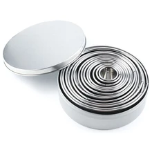 14Pcs/Set Round Cookie Biscuit Cutter Set Stainless Steel Mousse Cake Ring Mold Pastry Biscuit Donuts Cutter 14pcs set stainless steel dumplings wrappers cutter maker tools cake moulds mousse ring round stainless steel cookie molds set