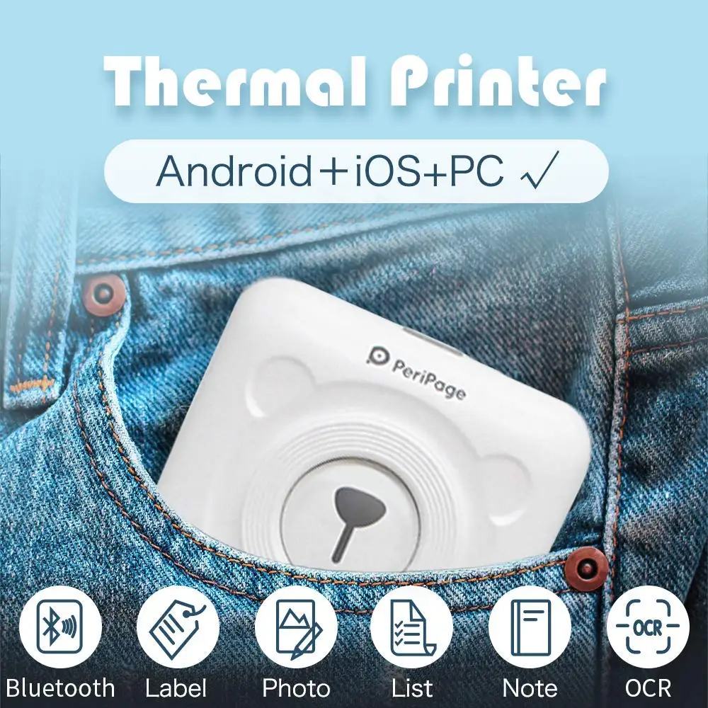 Bluetooth беспроводной небольшой термопринтер изображение мобильный фотопринтер мини принтер портативный фотопринтер для Android iOS Телефон