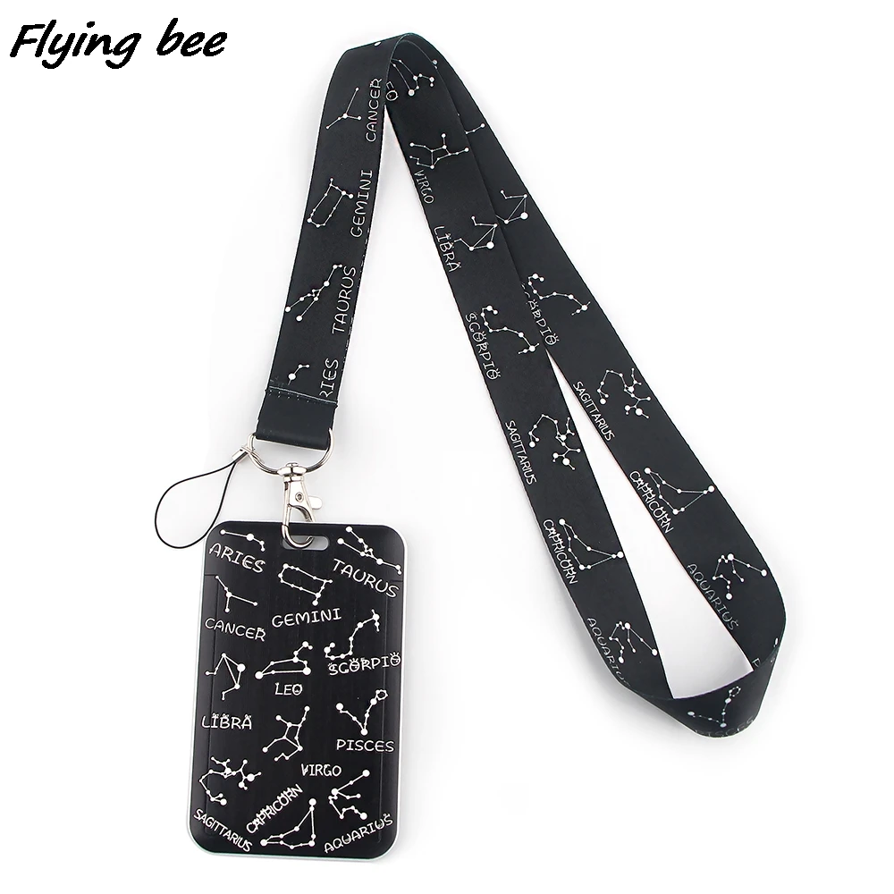 Flyingbee X1339 Constellation Fashion Lanyard ID Badge Holder Bus Pass Case Cover Slip Bank Credit Card Holder Strap Cardholder