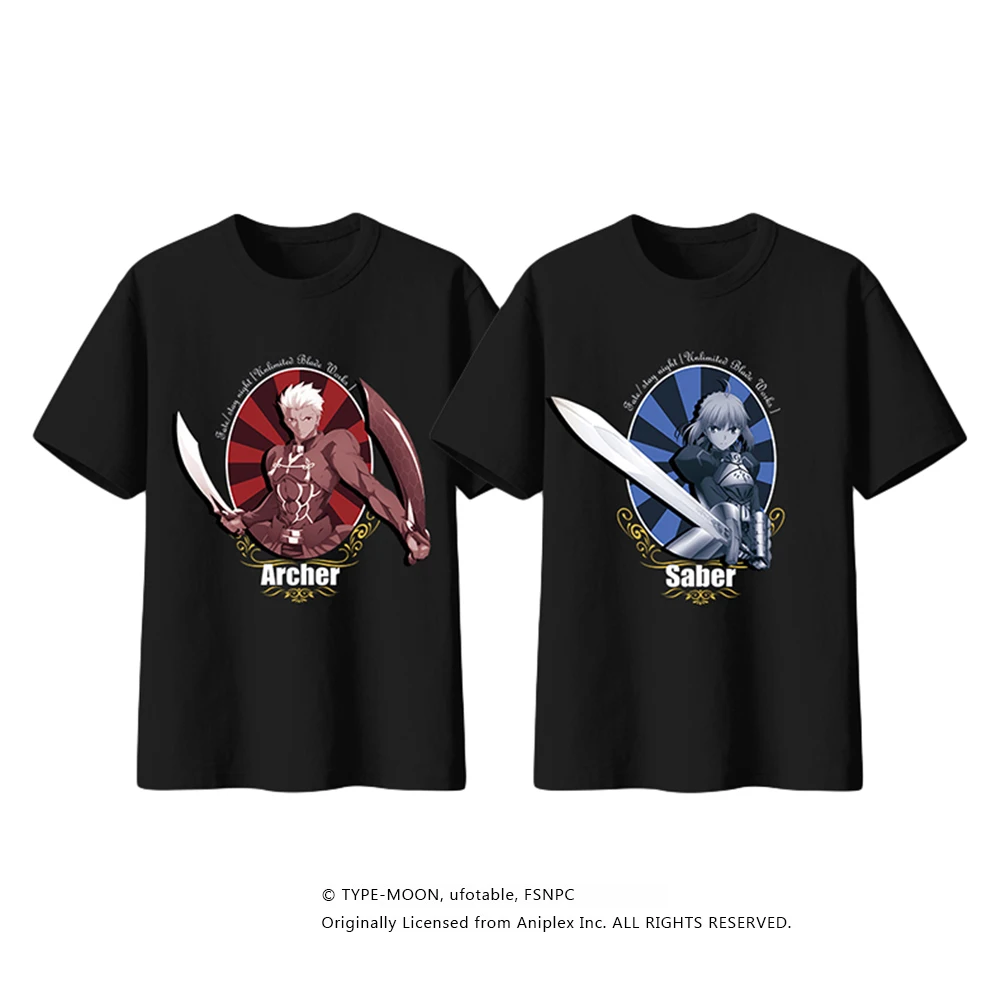 

Brdwn Fate/Grand order Unisex FGO Official Authorization Saber Archer Emiya Cosplay T-shirt Short Sleeve Tee Cotton Tops