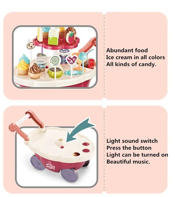 36PCS Ice Cream Candy Trolley House Play Toys Candy Car Ice Cream Candy Cart House Brain Game Kids Toys Children's Gift Toys Set 2