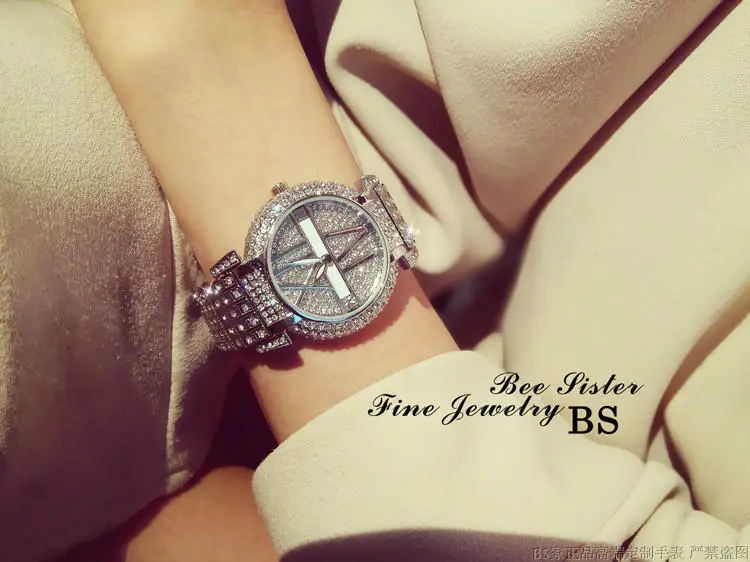Высокое качество, Звездные полностью бриллиантовые часы-браслет из нержавеющей стали, роскошные хрустальные стразы, модные женские кварцевые часы