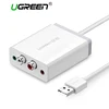 Ugreen 2 RCA USB carte son Interface Audio 3.5mm adaptateur USB vers haut-parleur Microphone pour ordinateur portable carte son externe ► Photo 1/6