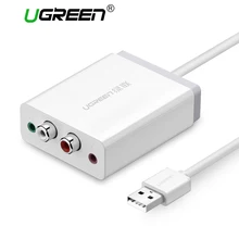 Ugreen 2 RCA USB звуковая карта аудио интерфейс 3,5 мм USB адаптер для динамика микрофон для ноутбука внешняя звуковая карта