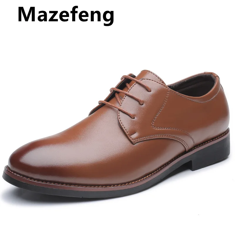 Мужские брендовые Кожаные Деловые туфли Mazefeng классические на шнуровке оксфорды
