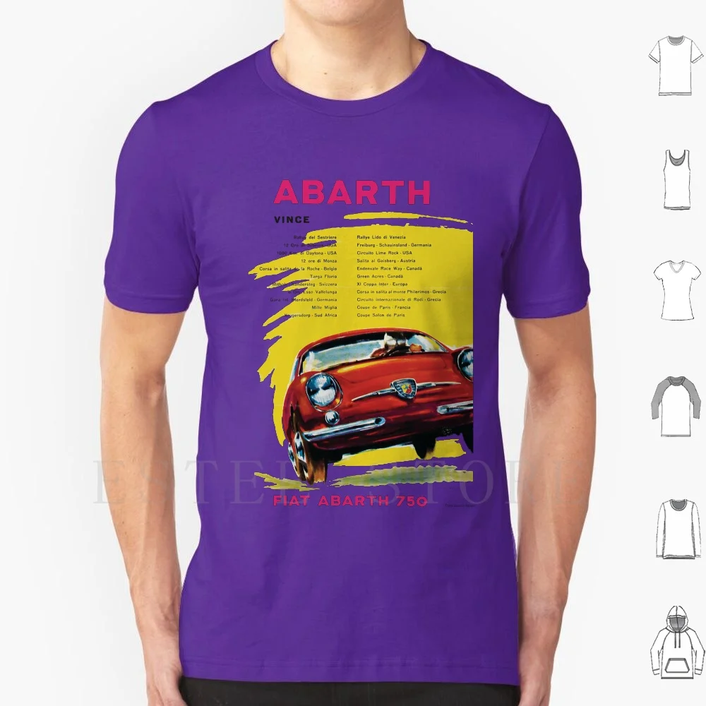 Fiat Abarth 750 T Shirt Cotone Uomo Stampa Fai Da Te Abarth 750 Bialbero Sports Sports Car Car Cars Classic Classic Car Classic Cars