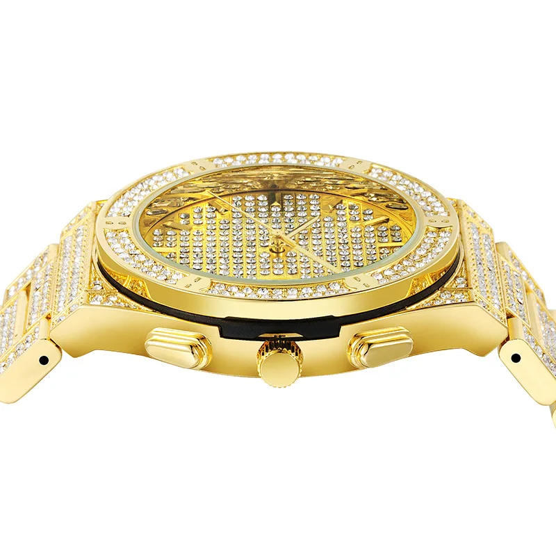 dropship ice out full diamond watch for men gold silver stainless steel band mens quartz watches business watches hip hop male clock waterproof 18K gold plated 2020 (17)
