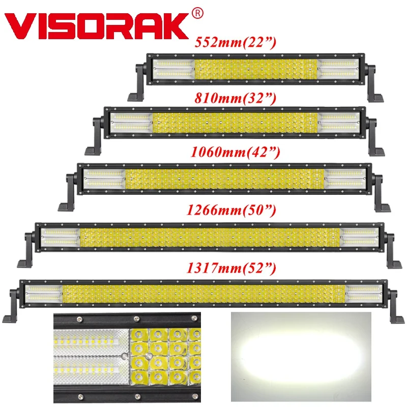 VISORAK 22 большие размеры 32 42 50 52 дюйма четырех рядный Offroad прямой светодиодный