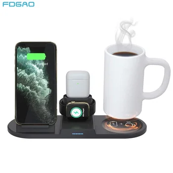 

4 in 1 Wireless Charger Dock Station Qi 15W Fast Charger Mug Cup Warmer For Apple Watch AirPods Pro iPhone 11 Pro XS Max XR X 8