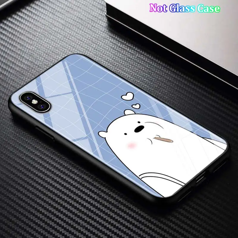 Black Cover Cute Bare Bears for iPhone 11 11Pro X XR XS Max for iPhone 8 7 6 6S Plus 5S 5 SE Glossy Phone Case