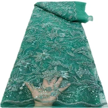 

African Lace Fabric High Quality Lace With Sequins and beads Lace French Lace Fabric For Wedding Party Sewing RF-425