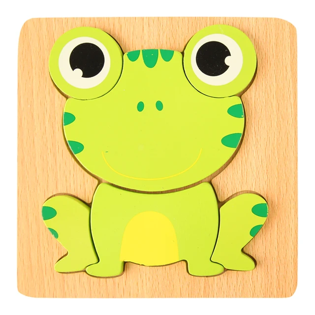 High Quality 3D Wooden Puzzles Educational Cartoon Animals Early Learning Cognition Intelligence Puzzle Game For Children Toys 3