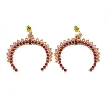 

Famous Moon shape Big Dangle Earrings For Women Trendy Cubic Zircon Party Wedding Engagement Dubai Earring for Women Jewelry