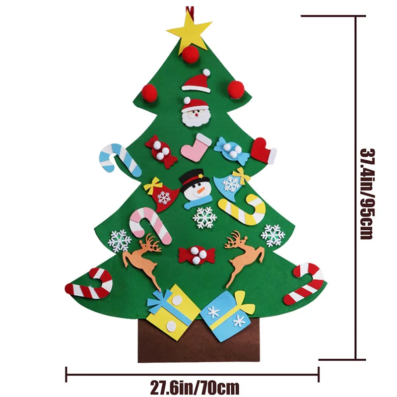DIY большой чувствовал рождественской елки для детской комнаты настенный Подарки на год игрушек дерева ручной работы дверь стене висит рождественские игрушки украшение - Цвет: 95x70cm big Tree