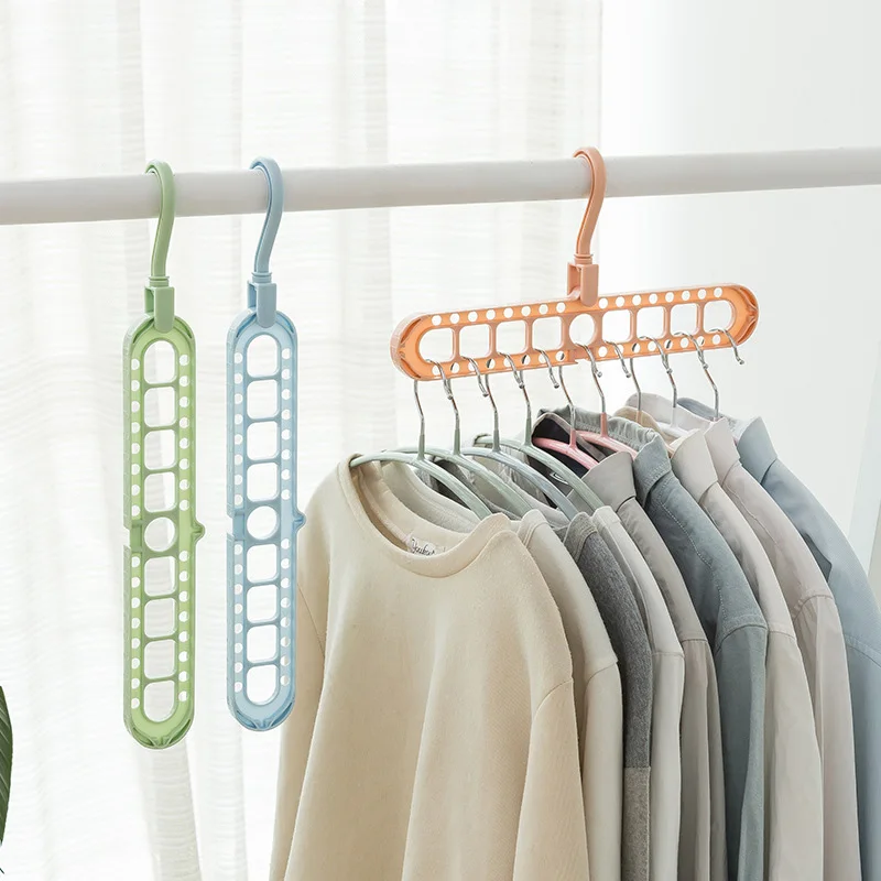 

Nine-hole hanger outdoor drying rack multi-color multi-function magic indoor wardrobe plastic storage rack hanger hook