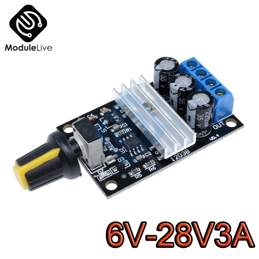 DC 6V 12V 24V 28V DC 3A 80W PWM Motor Speed Controller Module Regulator Adjustable Variable Speed Control  Potentiometer Switch