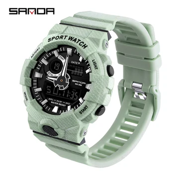 

SANDA Fashion Sport Watch Men Alarm Clock Cowboy Waterproof Week Display Men Watches Denim Digital Watch relogio masculino