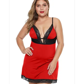 

2XL-5XL Lace Patchwork Sexy Women's Lingerie Intimate Sexy Nighty Sleepwear Nightwear Underwear DLM31208