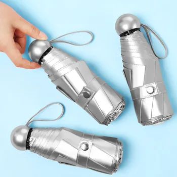 

Umbrella Capsule Umbrella Pocket Titanium Silver Five Fold Umbrella Super Light And Small Sun Umbrella Outside Supply Rain Gear