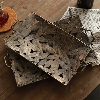 

feather vintage retro decorative metal serving tray
