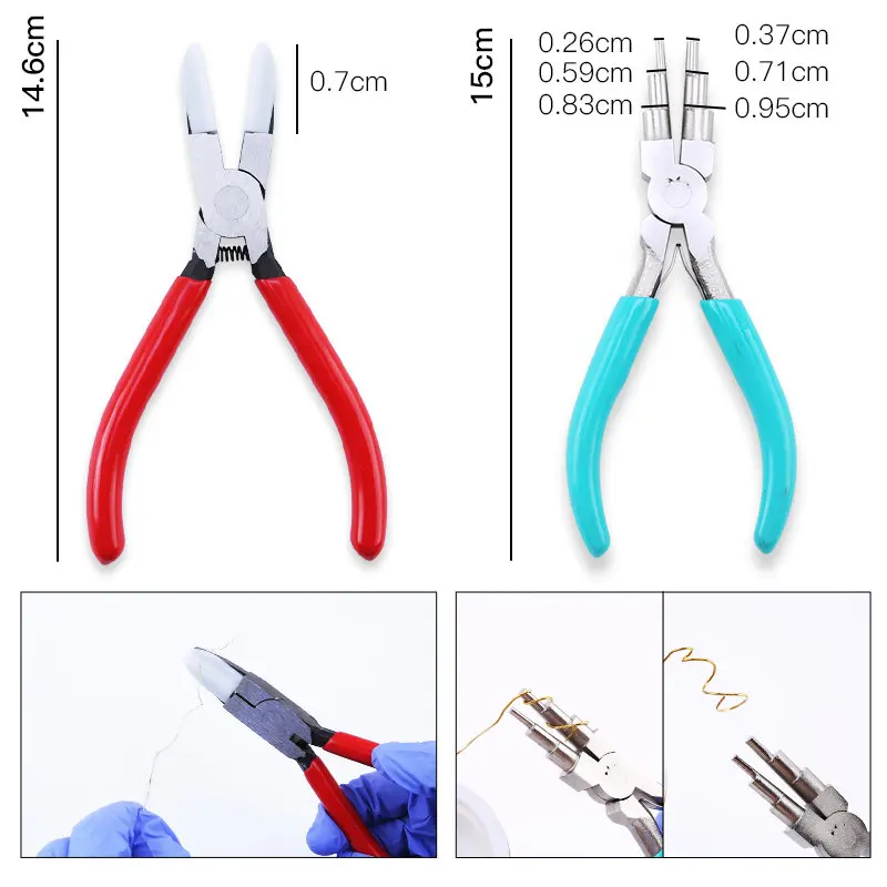 Jewelry Making Pliers Tools-DIY Carbon-Hardened Steel Round Nose End  Cutting Fit