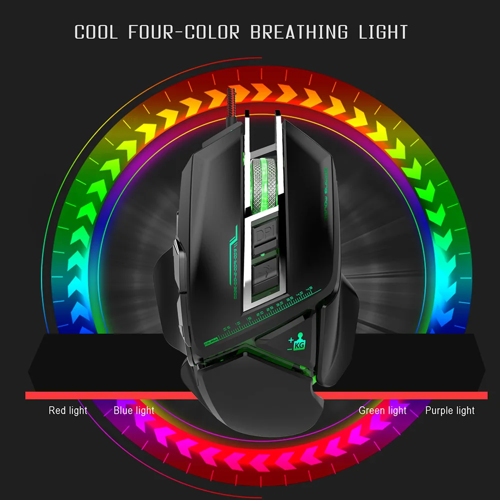 Проводная RGB игровая мышь 11 программируемых кнопок 3200 dpi Регулируемая игровая мышь с огненной кнопкой для ноутбука компьютера Pro Gamer