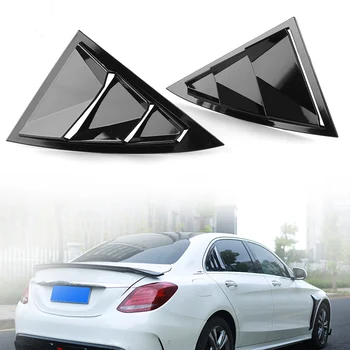 

2Pcs Car Rear Window Side Louvers Vent Panel Trim L & R For Mercedes Benz Cla Class Universal Clossy Black